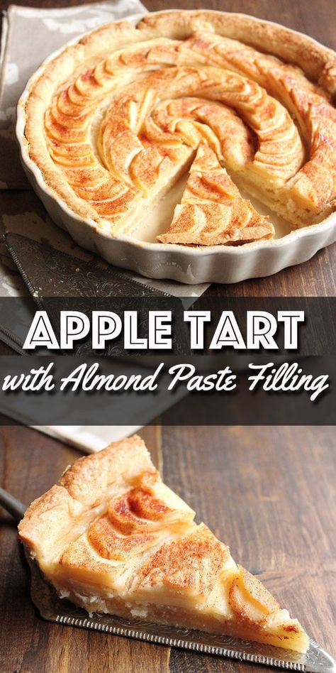 Almond Apple Pie, Apple Pie Tart Recipe, Apple Tart With Almond Paste Filling, Apple Almond Tart Recipe, Apple Almond Tart, Recipes With Almond Paste, Fall Tart Recipes, Almond Paste Desserts, Almond Pie Recipe