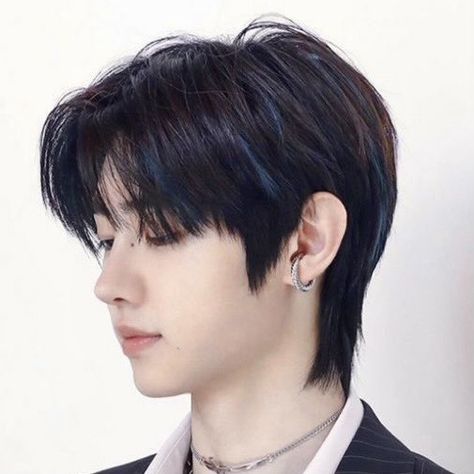 sunghoon blue hair #SUNGHOON #ENHYPEN Sunghoon Hairstyle, Midnight Blue Hair Men, Enhypen Hairstyle, Sunghoon Long Hair, Sunghoon Blue Icon, Sunghoon Mullet, Sunghoon Hair, Sunghoon Blue, Blue Hair Boy