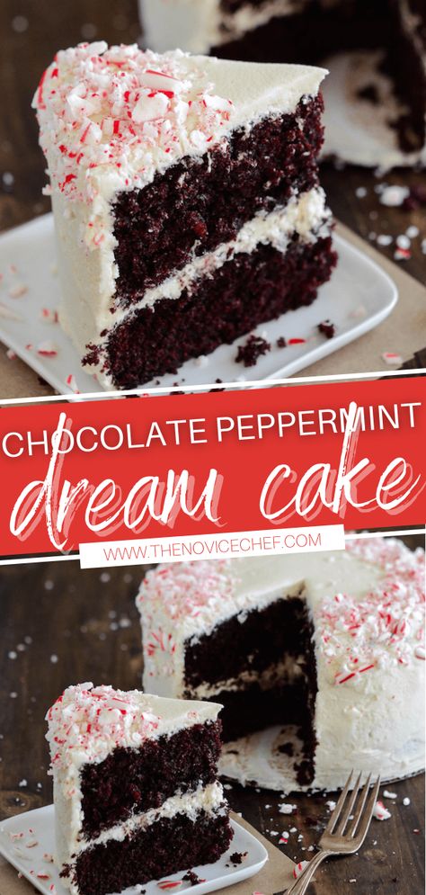 Chocolate Peppermint Cake Recipe, Dark Chocolate Peppermint Cake, Peppermint Oreo Icebox Cake, Recipes With Peppermint Extract, Chocolate Cake With Peppermint Frosting, Holiday Peppermint Cake, Chocolate And Peppermint Desserts, Peppermint Cream Cheese Frosting, Peppermint Ice Cream Cake