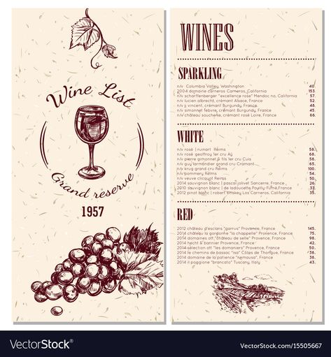 Wine Menu Design Layout, Wine Menu Design Ideas, Wine List Menu Design, Special Menu Design, Wine Menu Design, Wine List Design, Wine List Menu, Paris Mood Board, Menu Design Layout