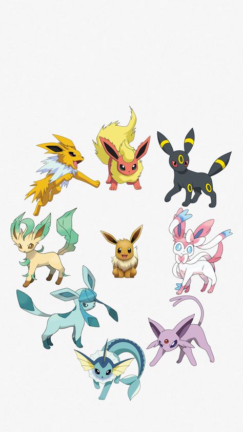 Evee Pokemon Drawing, Eeveelution Drawing, Eeveelutions Drawings, Eevee Evolutions Art, Pokemon Evee Evolution, Eeveelutions Wallpaper, Lock Screen Collage, Evee Pokemon, Pokemon Collage