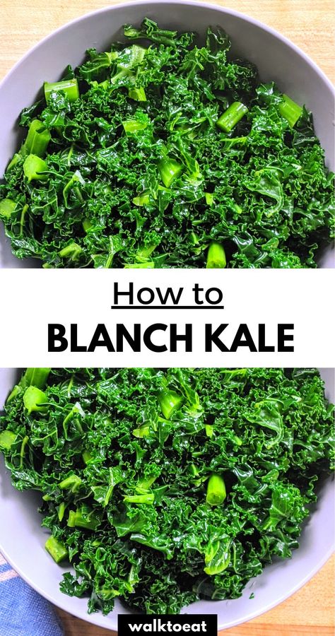 Easy blanched kale stems and leaves. Turn tough to chew, fibrous kale into a healthy meal prep ingredient! Cook Kale, Wilted Kale, Kale Benefits Health, Freezing Kale, Garlicky Kale, Week Meals, Kale Recipe, How To Cook Kale, Sauteed Greens