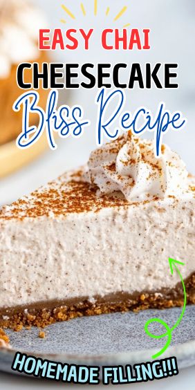 Chai Cheesecake Bliss Chai Spice Cheesecake, Chai Cheesecake Recipe, Chai Cheesecake, Slice Of Cheesecake, Homemade Graham Cracker Crust, Christmas Cheesecake, Holiday Dishes, Classic Cheesecake, How To Make Cheesecake