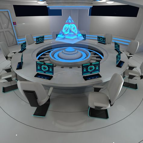 Sci Fi Computer Room, Futuristic Computer Room, Sci Fi Table, Futuristic Aesthetic Technology, Future Technology Aesthetic, Futuristic Technology Aesthetic, Savonius Wind Turbine, Futuristic School, Space Station Interior