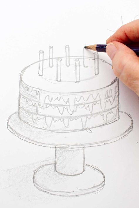 Ready to learn How to Draw a Cake? This drawing tutorial is great for beginners, kids and adults, anyone who wants to learn how to draw! #WelcometoNanas #HowtoDraw #DrawingLesson #SketchingforKids #DrawingTutorials How To Draw A Birthday Cake, Birthday Cake Drawing, Cake Sketch, Bf Gift, Cupcake Drawing, Cake Drawing, Creative Birthday Cards, Children Sketch, Bf Gifts