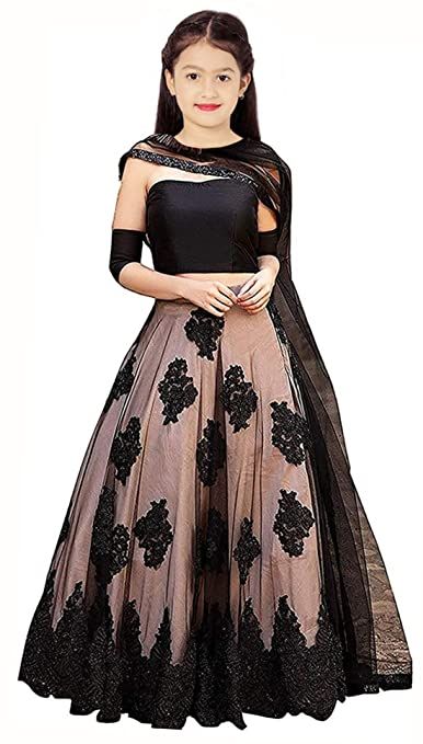 Buy Radhe Creation Embroidered Girl's Semi-Stitched Lehenga Choli for 9-14 Year Girls (Black, Pink) at Amazon.in 10 Years Girl Dress, Short Sleeve Top Pattern, Lehenga For Girls, डिजाइनर कपड़े, Lehenga Pattern, Long Frock Designs, A Line Maxi Dress, Long Frocks, Party Wear Lehenga