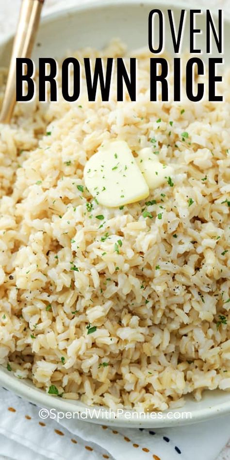 Brown Rice Recipes Easy, Super Rice, Mexican Rice Dishes, Cook Brown Rice, Oven Baked Rice, Baked Brown Rice, Easy Rice Pilaf, Rice On The Stove, Oven Stove