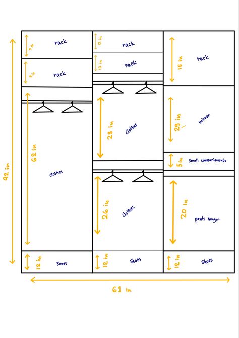 Walkin Closet Dimension, Closet Blueprints Layout, Walk In Closet Measurement Guide, 6 Ft Closet Layout, Wardrobe Sizes Plan, Closet Measurement Guide, U Shaped Closet, Closet Layout Dimensions, Walk In Closet Dimensions