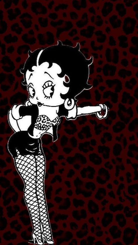 Black And White Wallpaper Drawing, Betty Boop Cheetah Print, Goth Betty Boop, Betty Boop Background, Bad B Wallpaper, Betty Boop Wallpapers Vintage, Baddie Aesthetic Cartoon, Betty Boop Aesthetic Wallpaper, 2000 Aesthetic Wallpaper