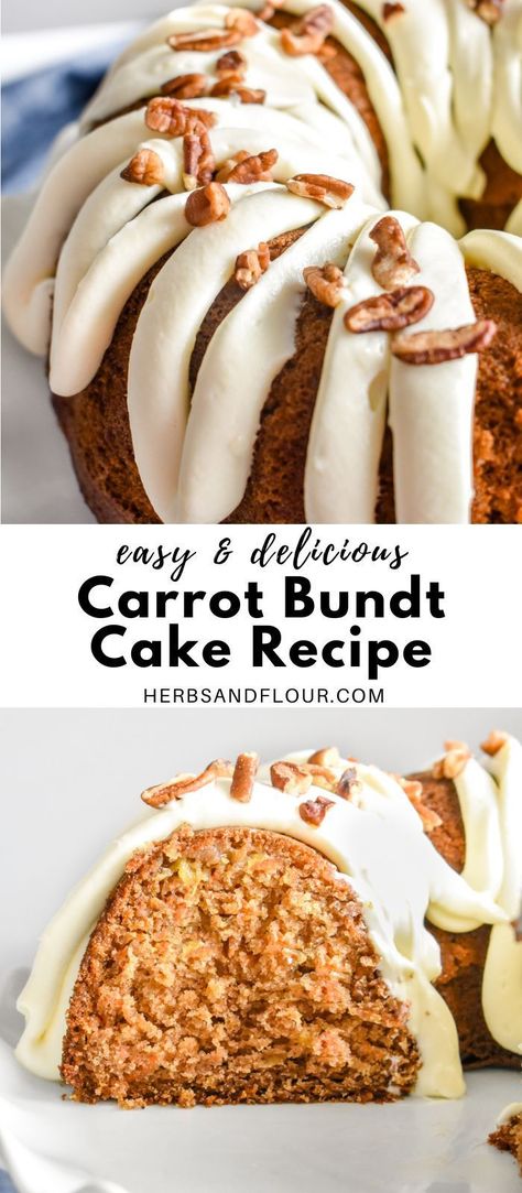 This Carrot Bundt Cake is moist, perfectly sweetened, and topped with a delicious cream cheese frosting. It is the only carrot cake recipe I use with perfect results every time! Easy Carrot Cake Bundt Cake Recipe, Cream Cheese Bundt Cake Frosting, Bundt Carrot Cake Recipe, Box Carrot Cake Recipes, Carrot Cake Bundt Cake Recipe, Box Carrot Cake Recipe, Best Carrot Cake Recipe From Scratch, Carrot Bundt Cake Recipe, Simple Carrot Cake Recipe