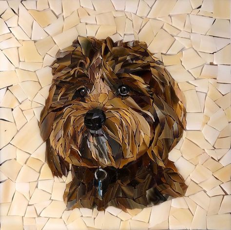 Self Portrait Mosaic Art Projects, Mosaic Dogs, Dog Mosaic, Mosaic Dog, Portrait Mosaic, Mosaic Rocks, Mosaic Portrait, Mosaic Animals, Fused Glass Artwork