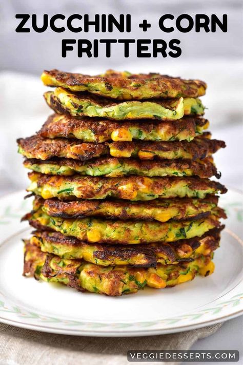 Vegan Thanksgiving Side Dishes, Zucchini Corn Fritters, Best Vegetable Recipes, Vegetarian Recipes Lunch, Easy Vegetable Side Dishes, Vegetarian Soup Recipes, Corn Fritters, Vegetarian Sandwich, Zucchini Fritters