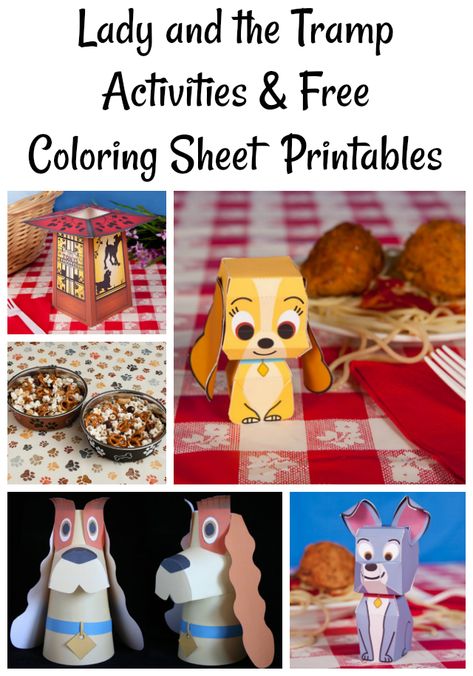 Lady and the Tramp Activities & Free Coloring Sheet Printables + Giveaway Lady And The Tramp Party Ideas, Lady And The Tramp Movie Night, Lady And The Tramp Birthday Party, Lady And The Tramp Crafts, Lady And The Tramp Party, Movie Night Activities, Disney Movie Night Food, Family Dates, Walt Disney Signature