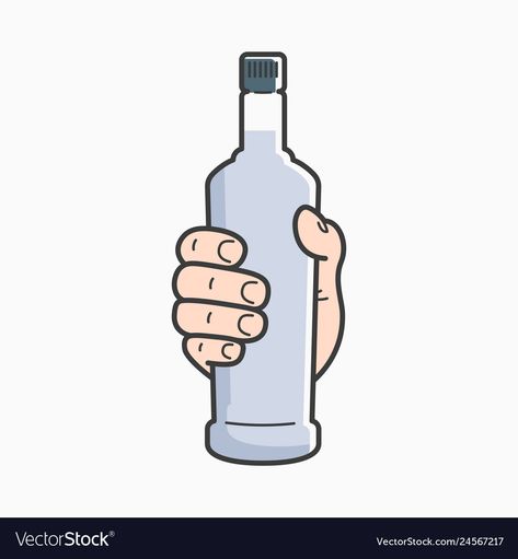 Hand Holding Bottle Drawing, Hand Holding Bottle Reference, Vodka Illustration, Hand Holding Bottle, Chibi Hands, Sketch Reference, Bottle Drawing, Hand Hold, Alcohol Bottles