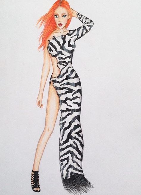 Zebra Design Bride Fashion Illustration, Accessories Design Sketch, Zebra Illustration, Fashion Illustration Face, Croquis Fashion, Artist Fashion, Fashion Drawing Sketches, Dress Illustration, Fashion Drawing Tutorial