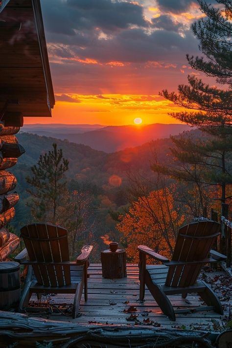 Sunset Landscape Wallpaper, Autumn Magic, Autumn Scenery, Sunset Landscape, Cabin Life, Fall Pictures, Autumn Cozy, Fall Wallpaper, Cabins In The Woods