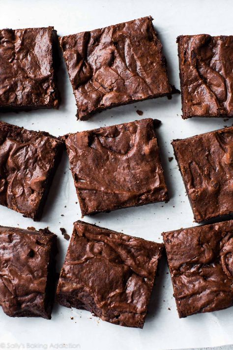 Seriously Fudgy Homemade Brownies | Sally's Baking Addiction Fudgy Homemade Brownies, Brownies Decorados, Wheat Allergy, Coffee Brownies, Dessert Halloween, Broma Bakery, Cinnamon Caramel, Gluten Free Brownies, Homemade Brownies