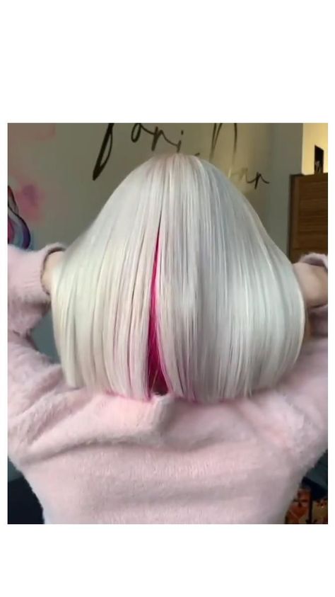 Platinum Blonde Hair With Pink Peekaboo, Platinum Blonde Hair With Pink, Bob Pink Hair, Hair With Pink Underneath, Pink And Silver Hair, Pink Hair Styles, Inspiring Hairstyles, Pink Blonde Hair, Hair Color Underneath