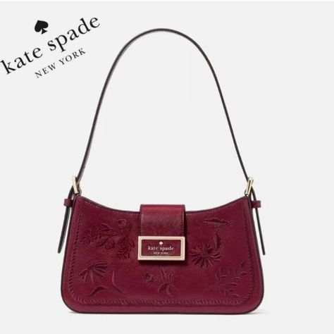 NWT KATE SPADE Red Kate Spade Purse, Embroidered Shoulder Bag, Red Purse, Red Purses, Kate Spade Purse, Kate Spade Bag, Red Purple, Fall Season, Blackberry