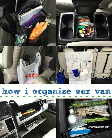 How I Organize Our Van - Andrea Dekker Honda Odyssey Organization, Minivan Organization, Car Organization Kids, Minivan Mom, Road Trip Organization, Town And Country Van, Odyssey Van, Mom Mobile, Van Organization