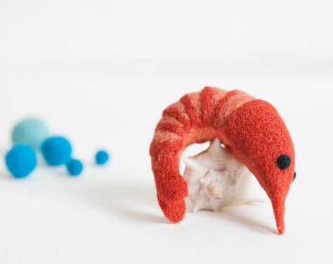 Shrimp Felt Shrimp, Shrimp Stuffed, Needle Felting Projects, Funny Toys, Felt Brooch, Needle Felt, New Hobbies, Felting Projects, Original Gift