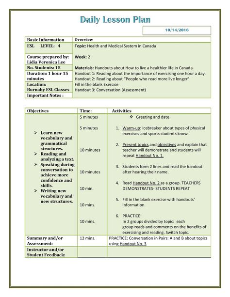 Burnaby TESOL 2016: Lesson plan template Tesol Lesson Plans, Teacher Lesson Plans Template, Editable Lesson Plan Template, Lesson Plan Examples, English Lesson Plans, Daily Lesson Plan, Lesson Plan Template, Rest Room, Esl Lesson Plans