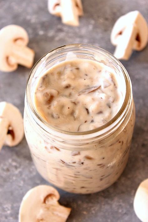 Condensed Mushroom Soup, Homemade Condensed Cream Of Mushroom, Soups Easy, Homemade Cream Of Mushroom Soup, Homemade Cream Of Mushroom, Condensed Cream Of Mushroom Soup, Mushroom Soup Recipe, Creamy Garlic Mushrooms, Creamy Mushroom Soup