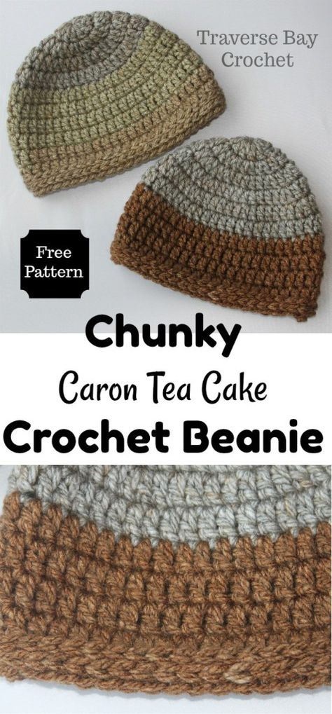 Mens Beanie Crochet Pattern, Chunky Beanie Crochet Pattern, Cake Crochet, Mens Crochet Beanie, Col Crochet, Chunky Crochet Hat, Chunky Yarn Crochet, Beanie Pattern Free, Crochet Mens Hat