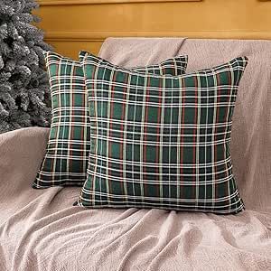 Christmas Decor For Living Room, Tartan Plaid Pillows, Buffalo Plaid Pillows, Plaid Throw Pillow, Green Pillow Covers, Plaid Christmas Decor, Plaid Pillow Covers, Plaid Throw Pillows, 20x20 Pillow