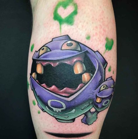 weezing tattoo on calf Tattoo Artist Tips, Warrior Tattoo Sleeve, Free Tattoo Designs, Mushroom Drawing, Pokemon Tattoo, Warrior Tattoo, Psy Art, Calf Tattoo, New School Tattoo