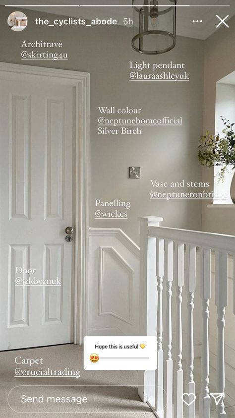 Hallway Decorating Colours, Hallway Wall Colors, Hall Ways Ideas, Stairs And Hallway Ideas, Cottage Hallway, Cozy Living Room Decor Ideas, Hallway Paint Colors, House Renovation Design, Stair Paneling