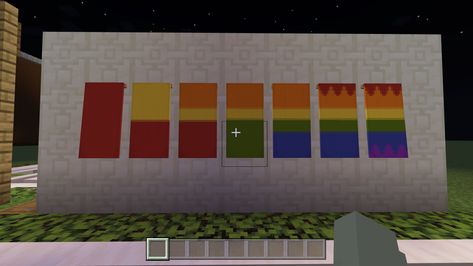 Rainbow Flag Minecraft Banner, Minecraft Pride Banners Tutorial, Pride Flag Minecraft Banner Tutorial, Minecraft Pride Banners, Flag Minecraft, Mc Banner, Minecraft Banner Patterns, Banner Patterns, Minecraft Banner