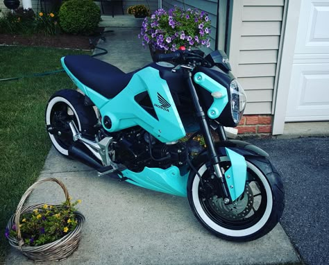 Teal Honda Grom Navi Honda, Grom Honda, Honda Grom Custom, Grom Bike, Grom Motorcycle, Honda Navi, Nine T Bmw, Harley Fatboy, Diy Go Kart