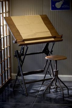 1910 American Trestle Drafting Table from Restoration Hardware ... Vintage Drafting Table, Drafting Tables, Industrial Cafe, Drawing Desk, Drafting Table, Industrial Bedroom, Industrial Living, Drawing Table, Industrial Livingroom