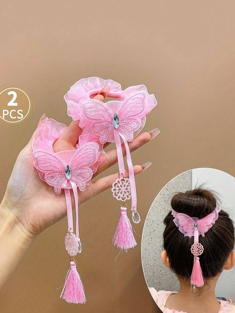 2pcs Children Lovely Butterfly Mesh Tassel Hairband Cute Hair AccessoriesI discovered amazing products on SHEIN.com, come check them out! Hair Accessories Diy Headband, Hair Tie Holder, Hair Bows Diy Ribbon, Diy Earrings Easy, Bows Diy Ribbon, Bows Diy, Sewing Tutorials Clothes, Baby Dress Design, Hair Accessories Set