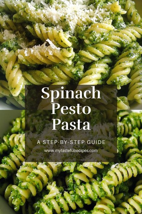 Get your greens with this Spinach Pesto Pasta! The creamy pesto sauce made with spinach makes this dish both delicious and healthy, perfect for any day of the week. Green Pasta Sauce, Spinach Pesto Pasta, Pesto Pasta Recipe, Pesto Sauce For Pasta, Pesto Spinach, Creamy Pesto Sauce, Green Pasta, Spinach Pesto, Fresh Olives