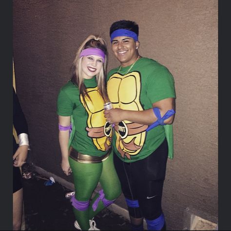 Ninja Turtles Couples Costume Halloween, Tmnt Couples Costume, Diy Ninja, Turtle Costume, Ninja Turtle Costume, Turtle Costumes, Couple Costume, Couples Costume, Couple Costumes