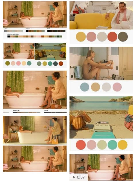 Wes Anderson Color Scheme, Cinematic Video Ideas, Wes Anderson Color, Wes Anderson Decor, Wes Anderson Design, Wes Anderson Party, Color Grading Tutorial, Wes Anderson Aesthetic, Anderson Aesthetic