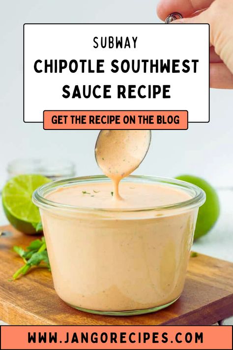 Today I am going to share with you a copycat Subway Chipotle Southwest Sauce Recipe which is so easy and delicious. It'll take just five minutes and it's so much better than store-bought! Southwest Sauce Recipe, Subway Chipotle Southwest Sauce, Chipotle Southwest Sauce, Southwest Sauce, Easy Sauce Recipe, Pasta Sauces, Pasta Sauce Recipes, Tasty Pasta, Spaghetti Sauce