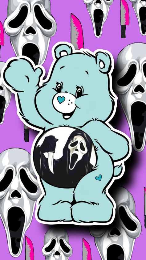 Care Bears Halloween Wallpaper, Evil Care Bear Tattoo, Creepy Care Bear, Scary Care Bear, Spooky Care Bear, Dare Bears, Grumpy Care Bear, Horror Blanket, Care Bear Tattoos