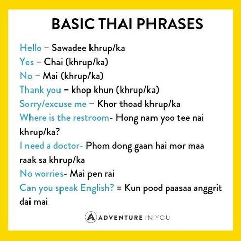 Basic Thai For Travelers: Essential Phrases You Need to Know Basic Thai Language, How To Speak Thai, Thai Phrases Basic, Thailand Phrases, Basic Thai Words, Thailand Words Basic, Thai Language Learning, Thai Numbers, Thai Phrases