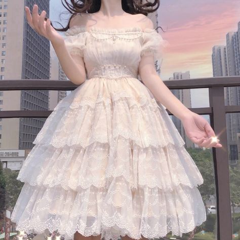 Short White Dress, Frilly Dress, Lolita Outfits, Fairy Dresses, Frilly Dresses, Old Fashion Dresses, Korean Fashion Dress, Fairytale Dress, Fantasy Dress