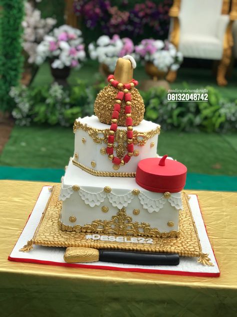 Nigerian Wedding Cake Designs, Traditional Marriage Cake Design, Igbo Wedding Cake, Traditional Marriage Cakes In Nigeria, Traditional Cakes African, Traditional Marriage Decoration Nigerian, Igbo Traditional Wedding Decoration, Traditional Marriage Decoration, Igbo Traditional Wedding Cake