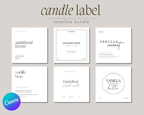 Editable Candle Label Bundle, Custom Candle Labels, Canva Label Template, Modern Candle Label Design, Candle Sticker for Minimalist Business Artisanal Candle, Candle Label Design, Candle Labels Design, Custom Candle Labels, Candle Label Template, Minimalist Candles, Modern Candle, Candle Stickers, Candle Label