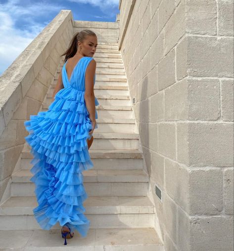 Pastel Prom Dress, Prom Dress Tulle, Tulle Party Dress, Looks Pinterest, Blue Prom Dress, Pastel Dress, Dress Tulle, Cute Prom Dresses, Stylish Party Dresses