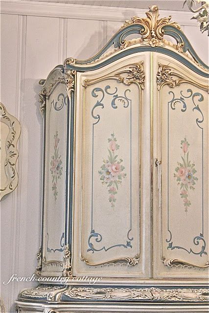 French Country Cottages, French Daybed, French Painted Furniture, Armoire Makeover, French Armoire, Country Cottages, Mary Engelbreit, French Cottage, French Country Cottage