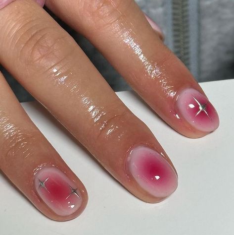 Pink Nail Designs For Short Nails, Short Gel Nail Designs Chrome, Funky Short Nail Designs, Aesthetic Short Nail Ideas, Builder Gel Nails Design Short, Short Maximalist Nails, Aesthetic Short Nails, Press On Nail Kit, Hoco Nails