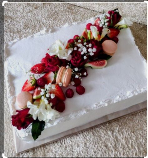 Sheet Cake With Real Flowers, Sheet Cake Wedding Cakes, Wedding Sheet Cake Designs, Sheet Cakes Decorated, Carrot Cake Decoration, Wedding Sheet Cakes, Slab Cake, Teapot Cake, Sheet Cake Designs