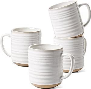 LE TAUCI Coffee Mugs 12 oz, Ceramic Mug Set, Housewarming Wedding Gift, Coffee Cups for Latte, Hot Tea, Cappuccino, Mocha, Cocoa - Set of 4, Arctic White Ceramic Mug Set, Coffee Cup Gifts, Color Glaze, Mug Set, Hot Tea, Pharmacy Gifts, Mugs Set, Earthenware, Cappuccino