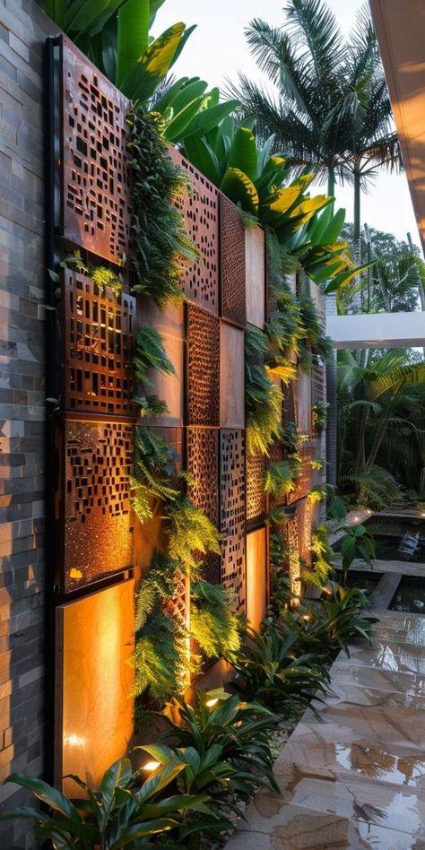 100 CREATIVE MODERN GARDEN DESIGN IDEAS Creative Wall Decor Ideas, Unique Landscaping, Garden Wall Designs, Vertical Garden Design, Zen Garden Design, Creative Wall Decor, Decor Hacks, Walled Garden, Wall Decor Ideas